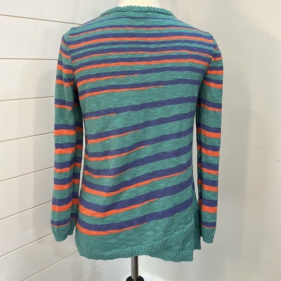 SOFT SURROUNDINGS ODYSSEY STRIPE SWEATER SZ MED CROSSED HEM NUBBY COTTON - Picture 2 of 8